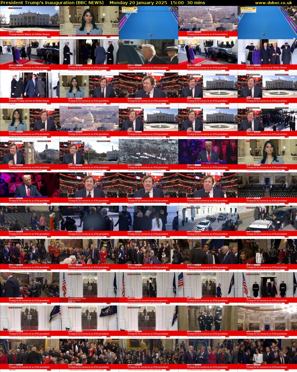President Trump's Inauguration (BBC NEWS) Monday 20 January 2025 15:00 - 15:30