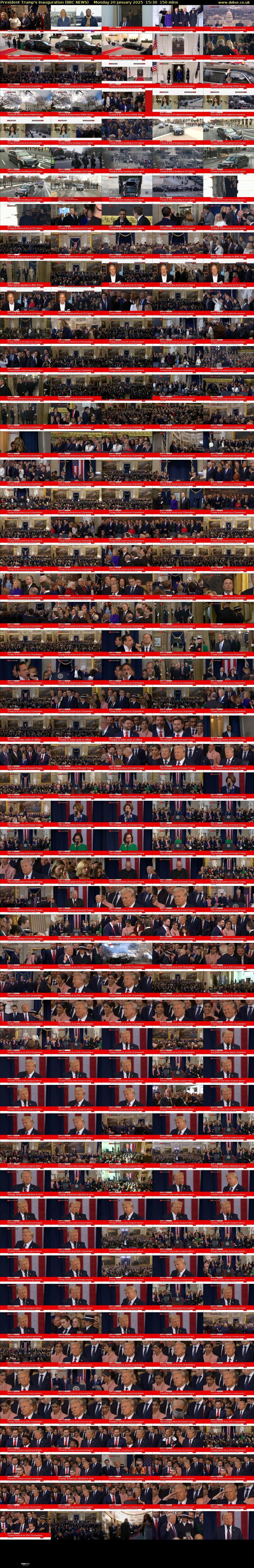 President Trump's Inauguration (BBC NEWS) Monday 20 January 2025 15:30 - 18:00