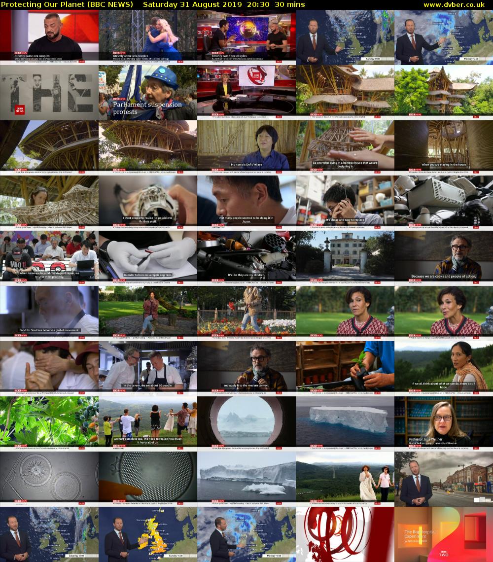 Protecting Our Planet (BBC NEWS) Saturday 31 August 2019 20:30 - 21:00