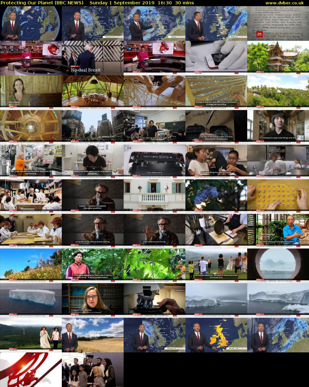 Protecting Our Planet (BBC NEWS) Sunday 1 September 2019 16:30 - 17:00