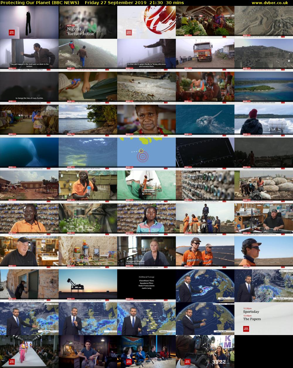 Protecting Our Planet (BBC NEWS) Friday 27 September 2019 21:30 - 22:00