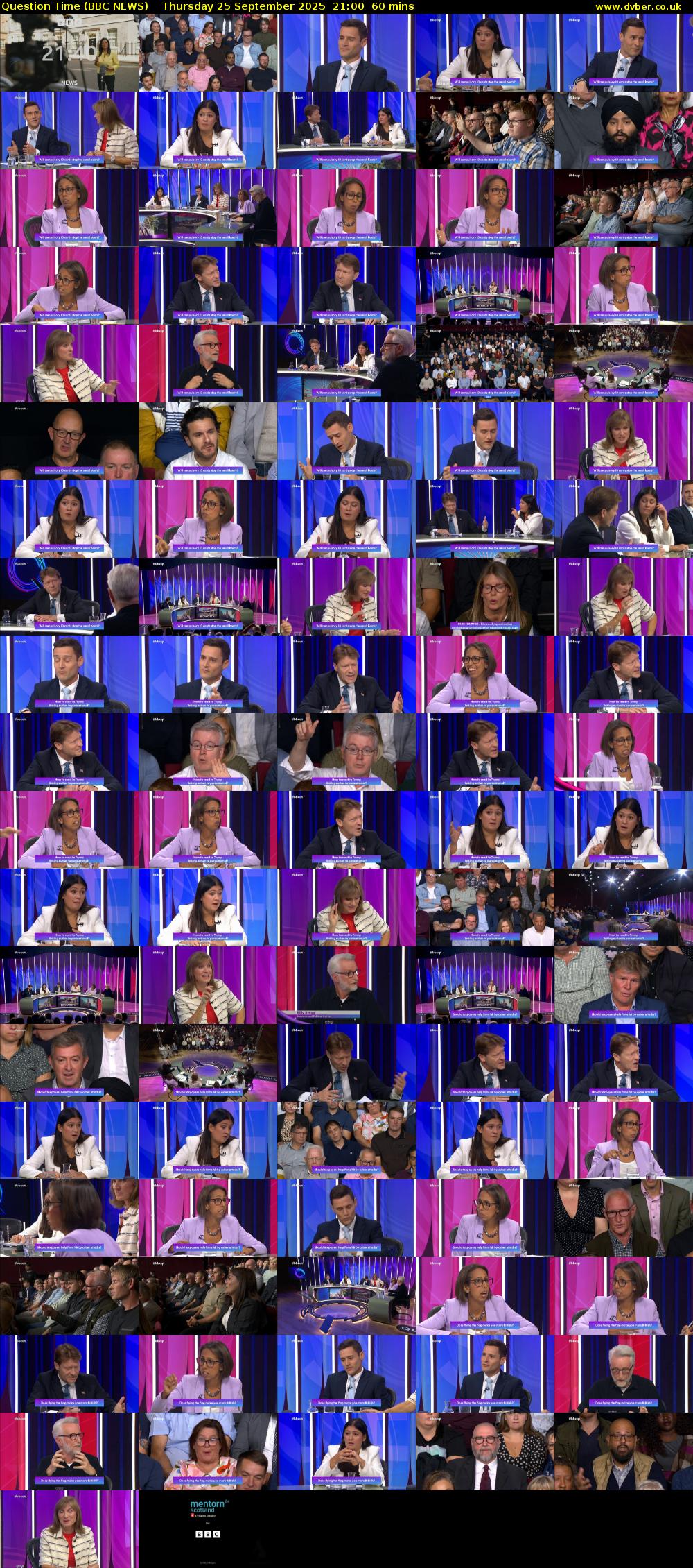 Question Time (BBC NEWS) Thursday 25 September 2025 21:00 - 22:00