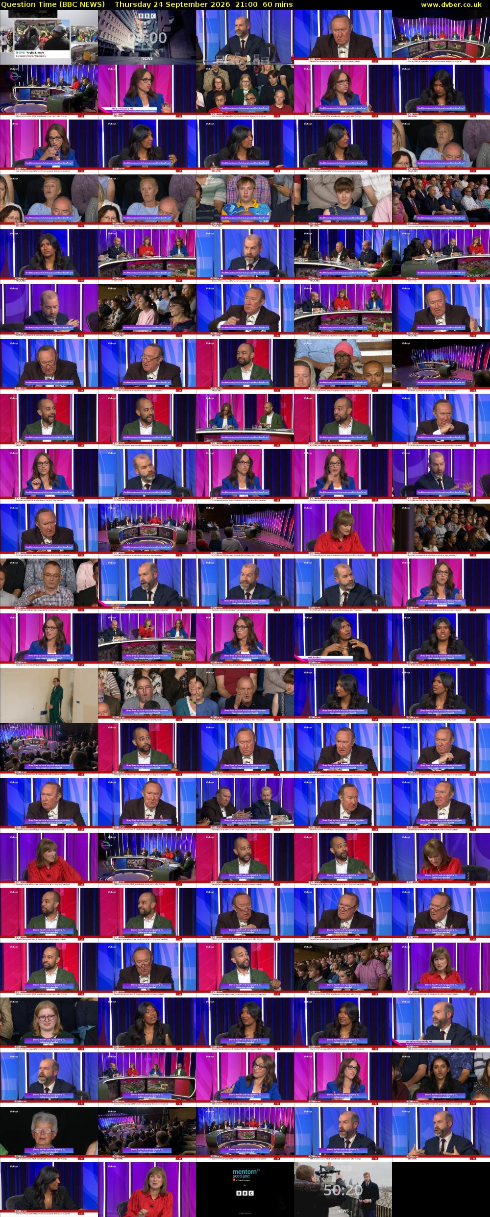Question Time (BBC NEWS) Thursday 24 September 2026 21:00 - 22:00