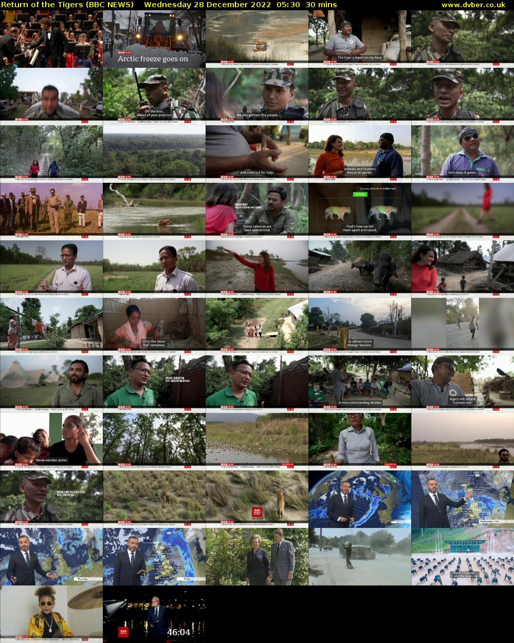 Return of the Tigers (BBC NEWS) Wednesday 28 December 2022 05:30 - 06:00