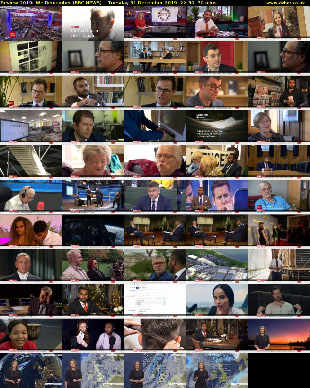 Review 2019: We Remember (BBC NEWS) Tuesday 31 December 2019 22:30 - 23:00