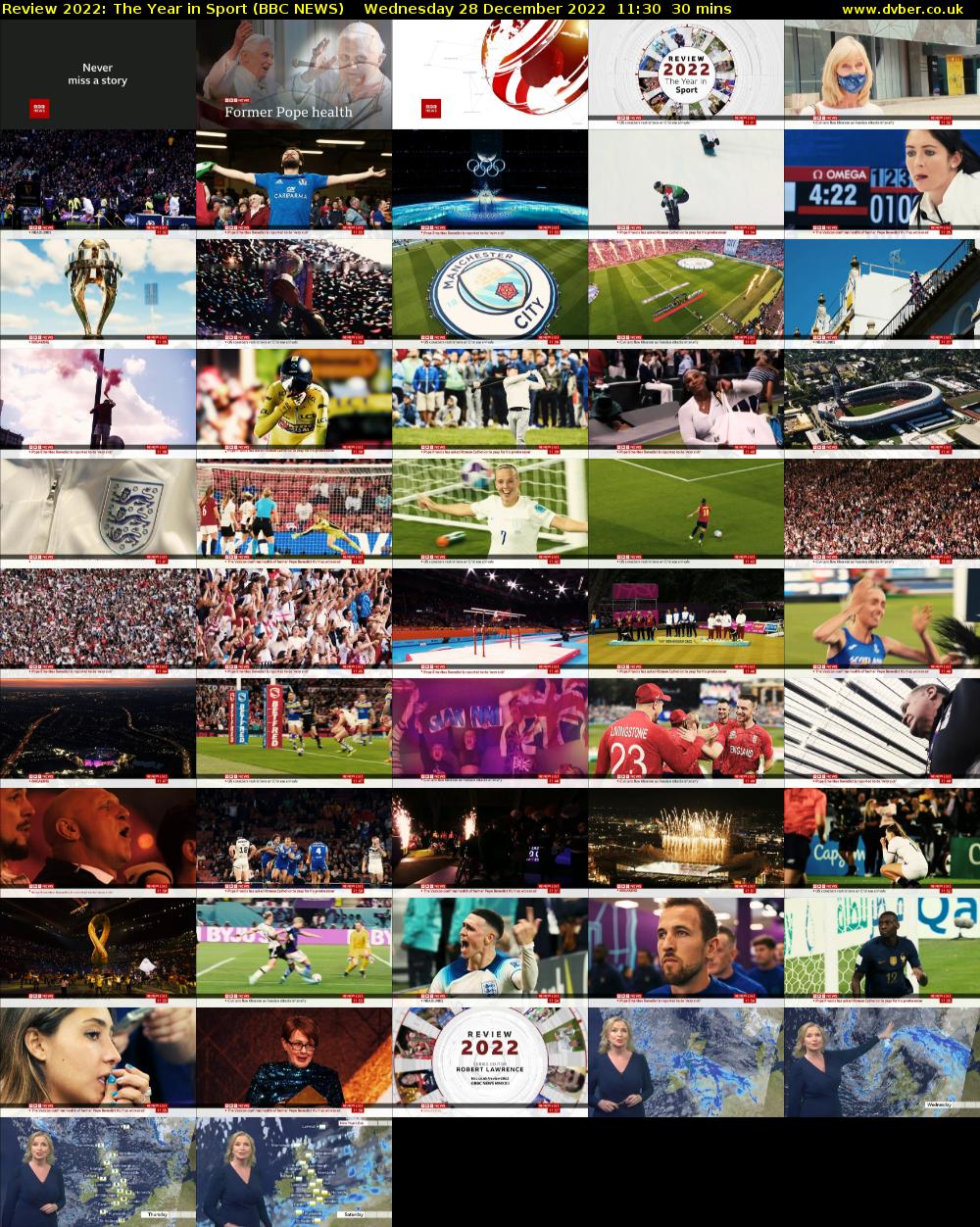 Review 2022: The Year in Sport (BBC NEWS) Wednesday 28 December 2022 11:30 - 12:00