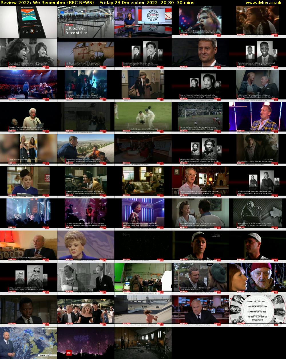 Review 2022: We Remember (BBC NEWS) Friday 23 December 2022 20:30 - 21:00