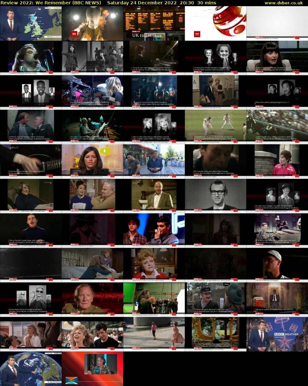 Review 2022: We Remember (BBC NEWS) Saturday 24 December 2022 20:30 - 21:00