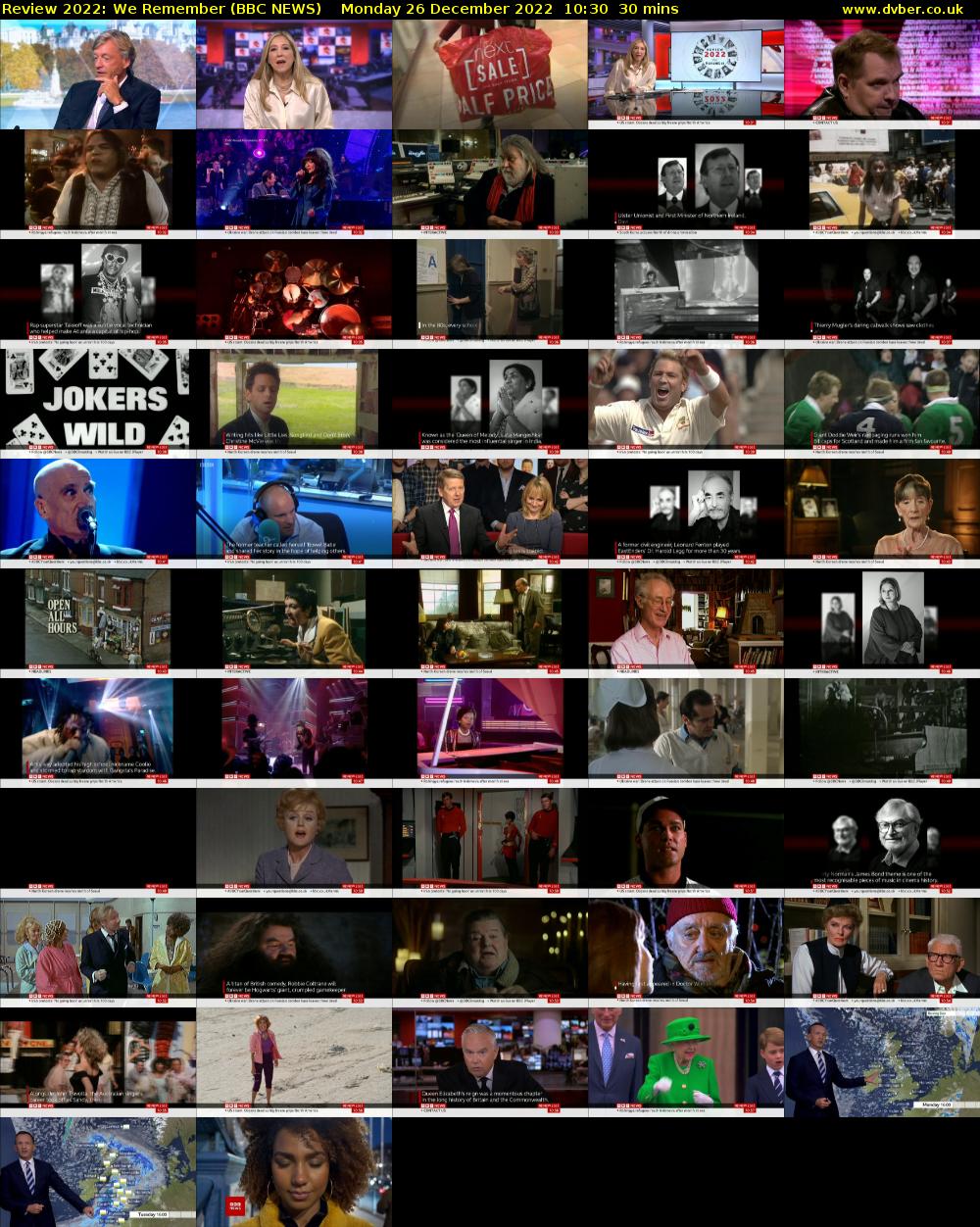 Review 2022: We Remember (BBC NEWS) Monday 26 December 2022 10:30 - 11:00