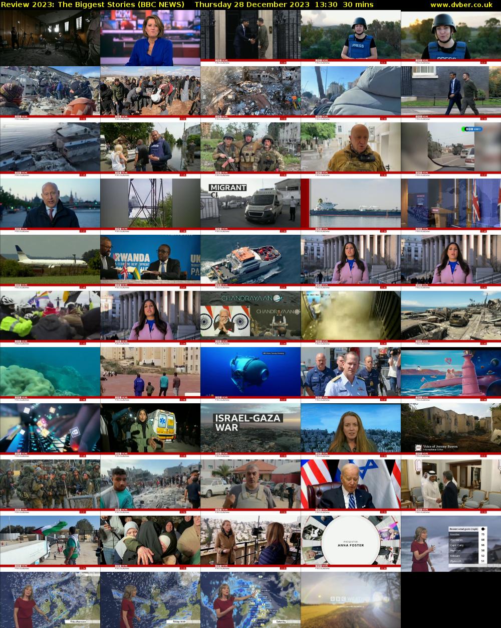 Review 2023: The Biggest Stories (BBC NEWS) Thursday 28 December 2023 13:30 - 14:00
