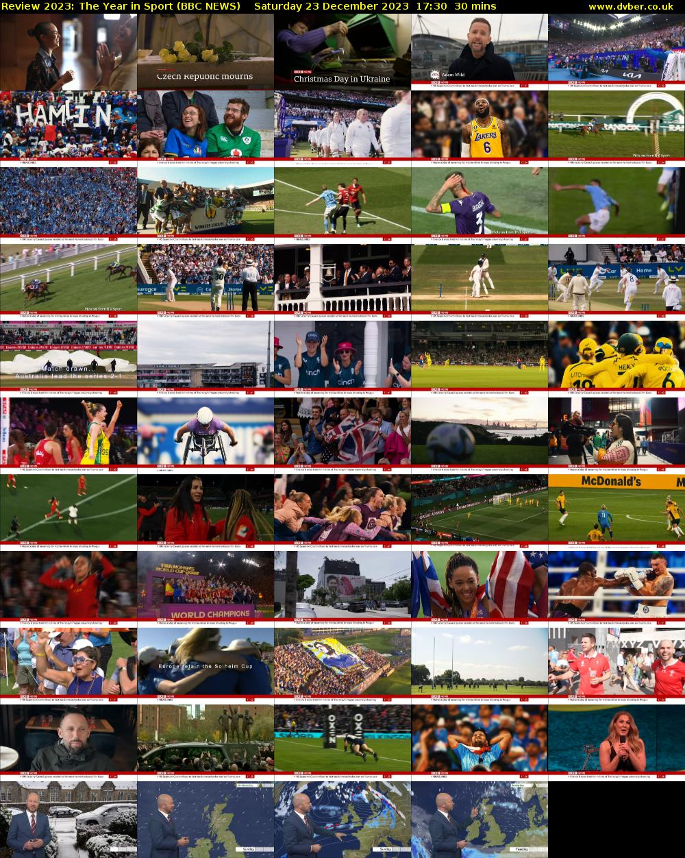 Review 2023: The Year in Sport (BBC NEWS) Saturday 23 December 2023 17:30 - 18:00