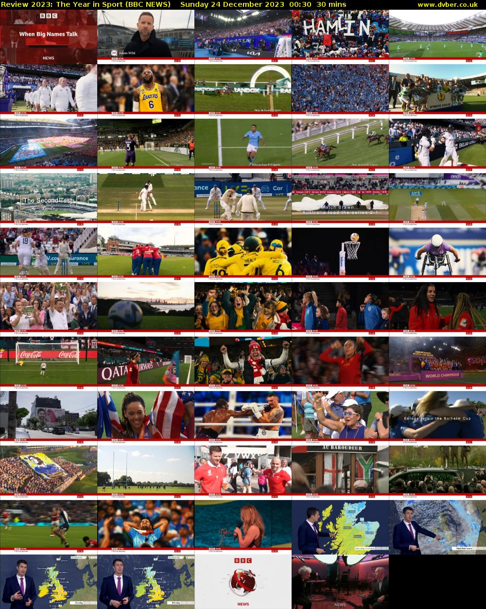 Review 2023: The Year in Sport (BBC NEWS) Sunday 24 December 2023 00:30 - 01:00