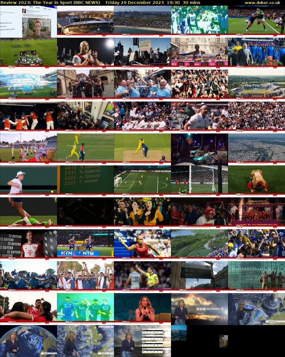 Review 2023: The Year in Sport (BBC NEWS) Friday 29 December 2023 19:30 - 20:00
