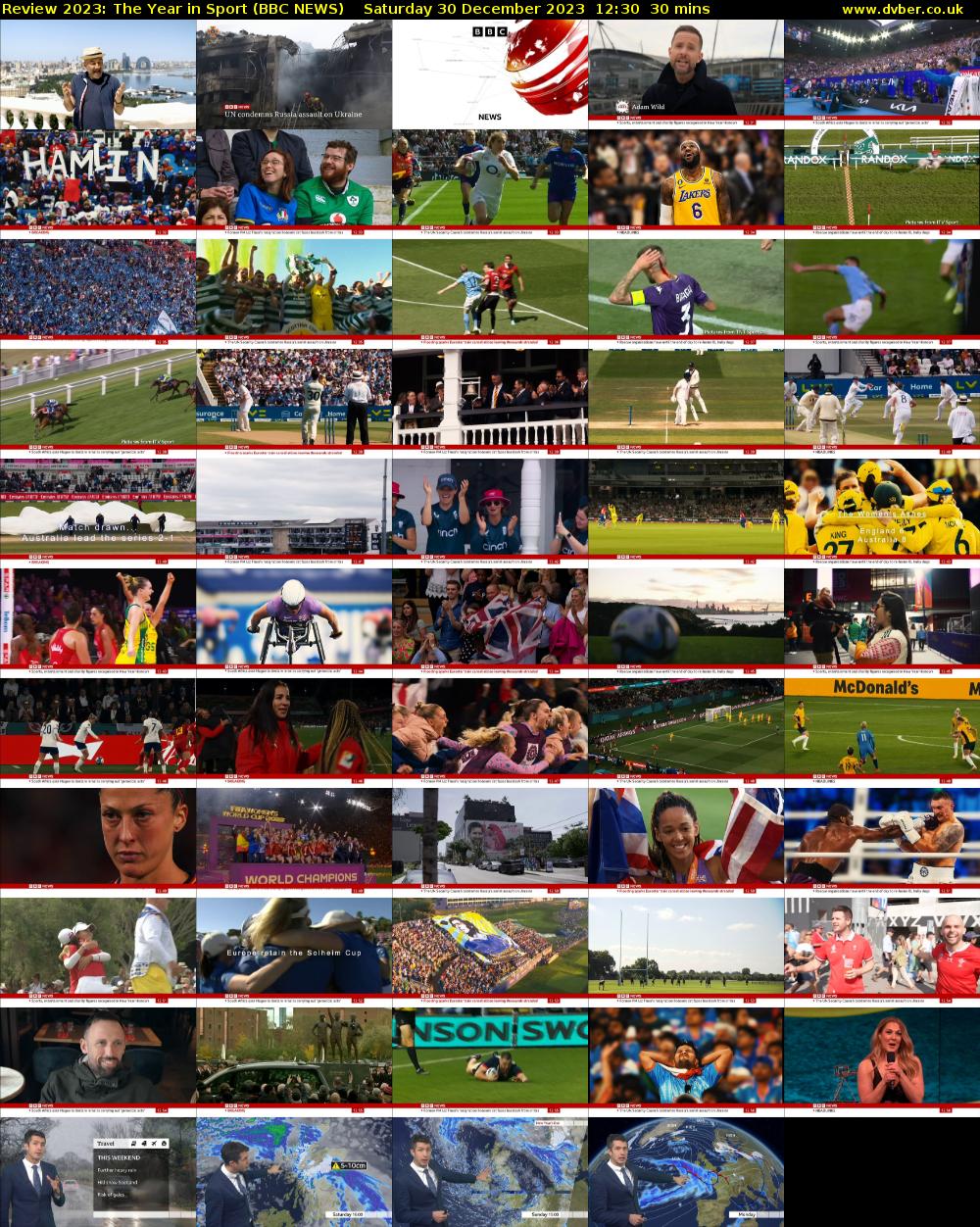 Review 2023: The Year in Sport (BBC NEWS) Saturday 30 December 2023 12:30 - 13:00
