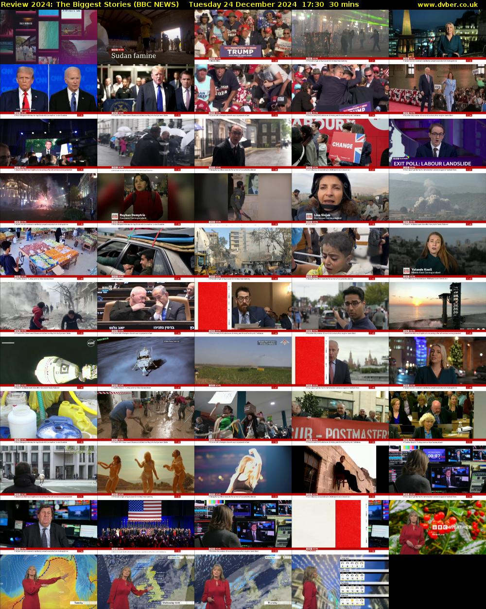 Review 2024: The Biggest Stories (BBC NEWS) Tuesday 24 December 2024 17:30 - 18:00