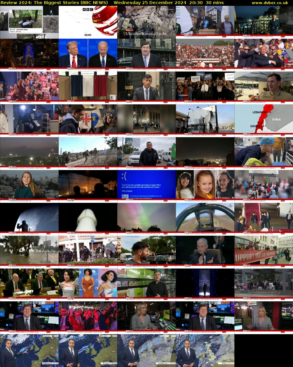 Review 2024: The Biggest Stories (BBC NEWS) Wednesday 25 December 2024 20:30 - 21:00