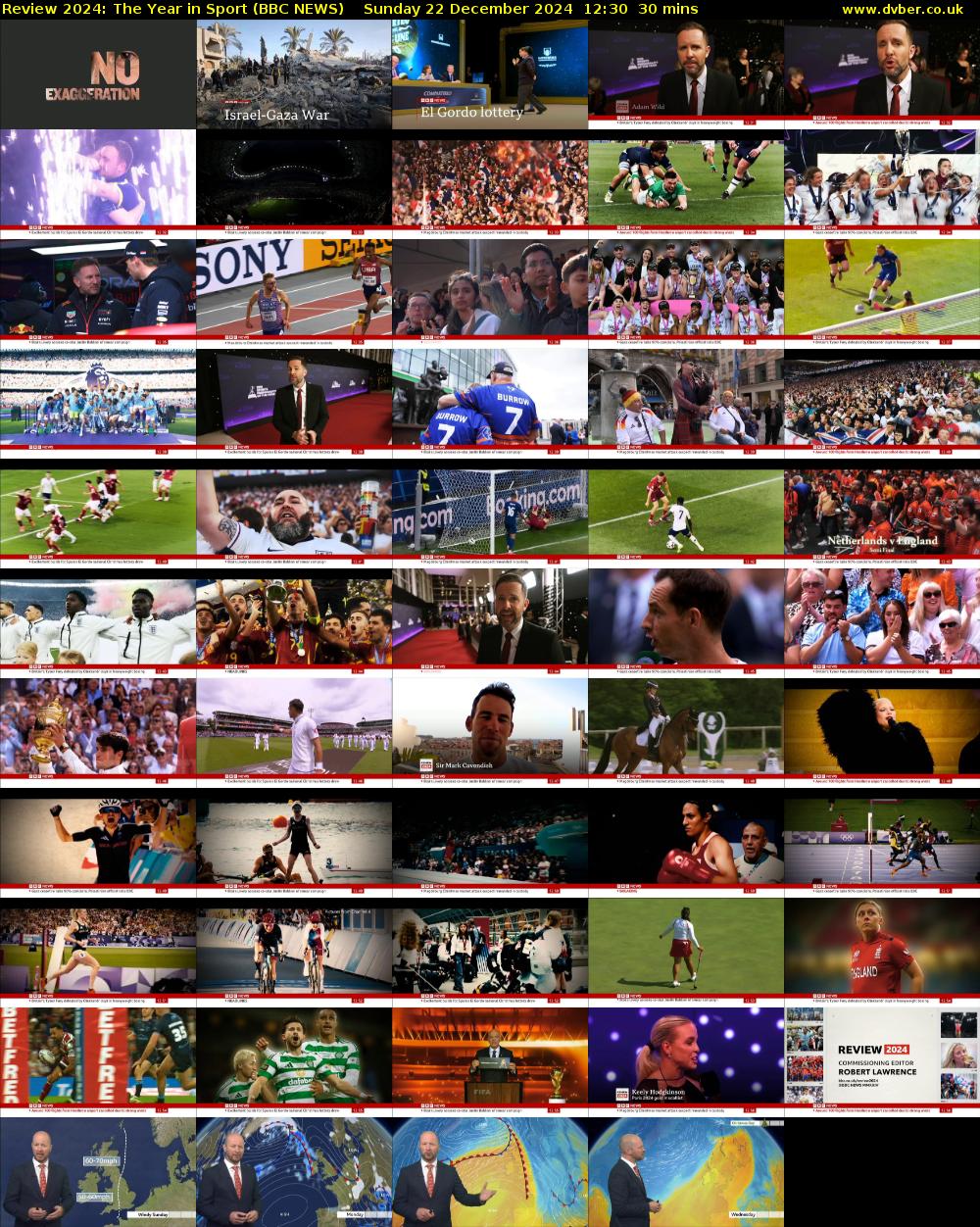 Review 2024: The Year in Sport (BBC NEWS) Sunday 22 December 2024 12:30 - 13:00