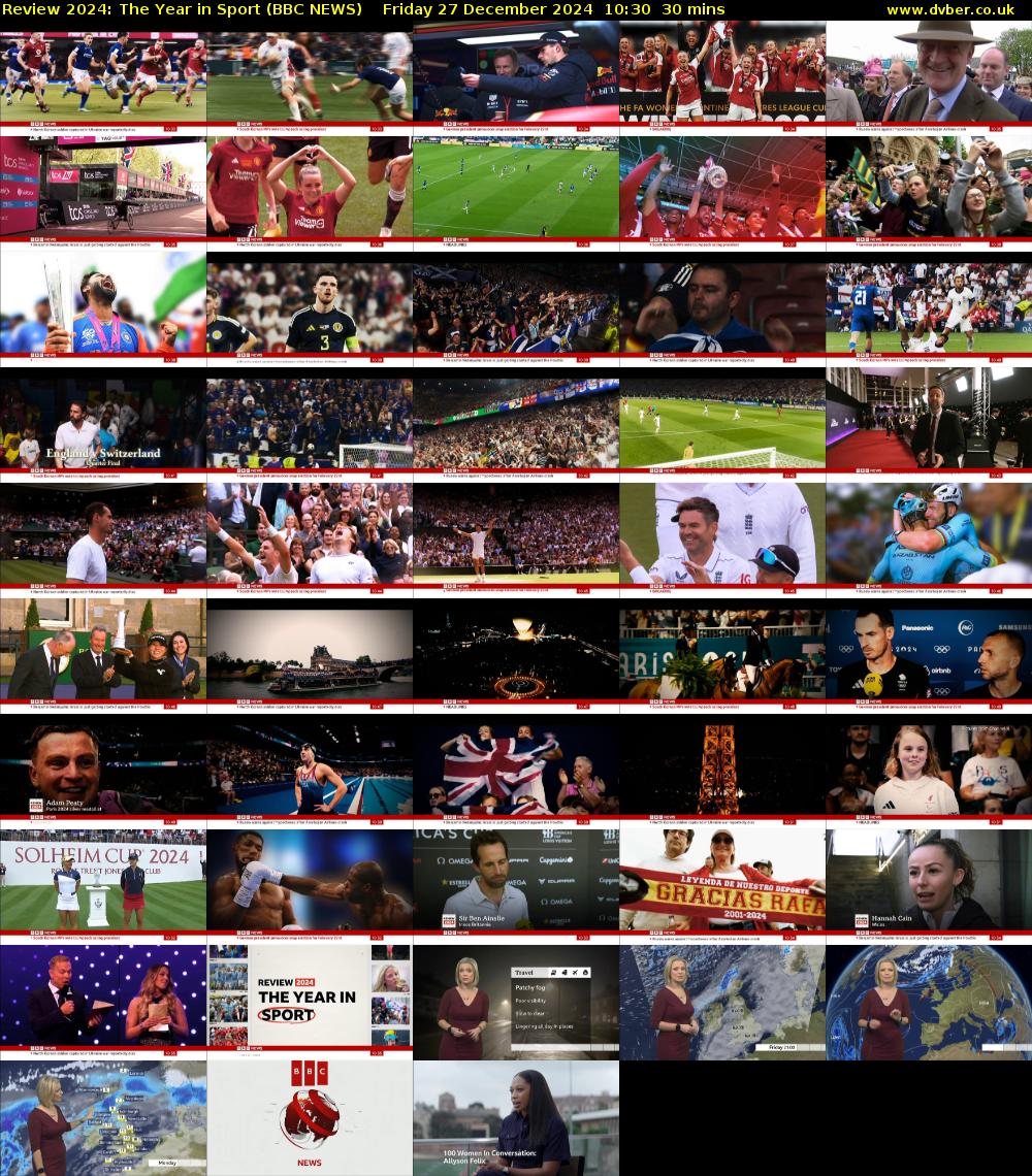 Review 2024: The Year in Sport (BBC NEWS) Friday 27 December 2024 10:30 - 11:00