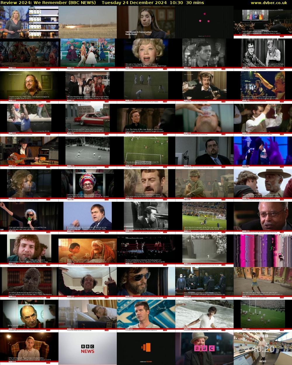 Review 2024: We Remember (BBC NEWS) Tuesday 24 December 2024 10:30 - 11:00