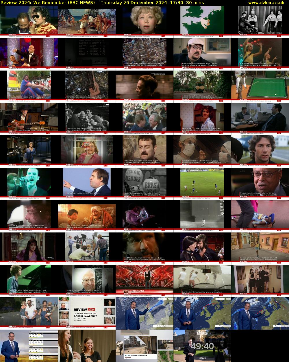 Review 2024: We Remember (BBC NEWS) Thursday 26 December 2024 17:30 - 18:00