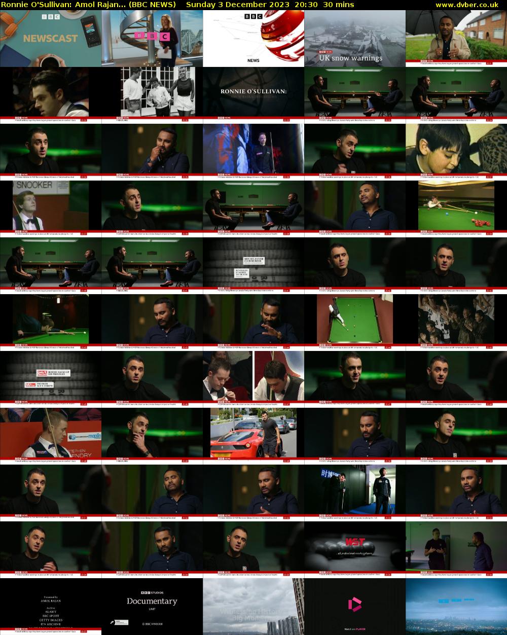 Ronnie O'Sullivan: Amol Rajan... (BBC NEWS) Sunday 3 December 2023 20:30 - 21:00