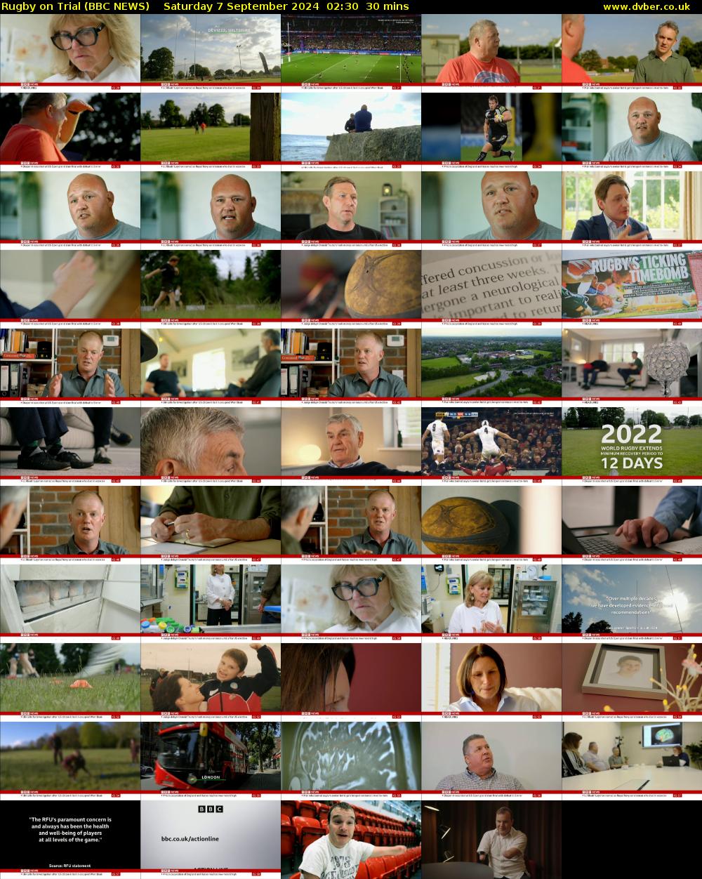 Rugby on Trial (BBC NEWS) Saturday 7 September 2024 02:30 - 03:00
