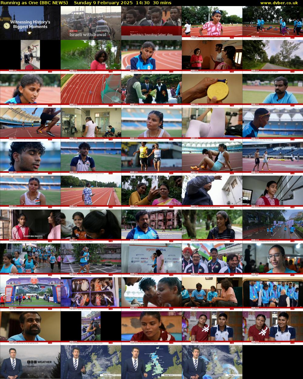 Running as One (BBC NEWS) Sunday 9 February 2025 14:30 - 15:00