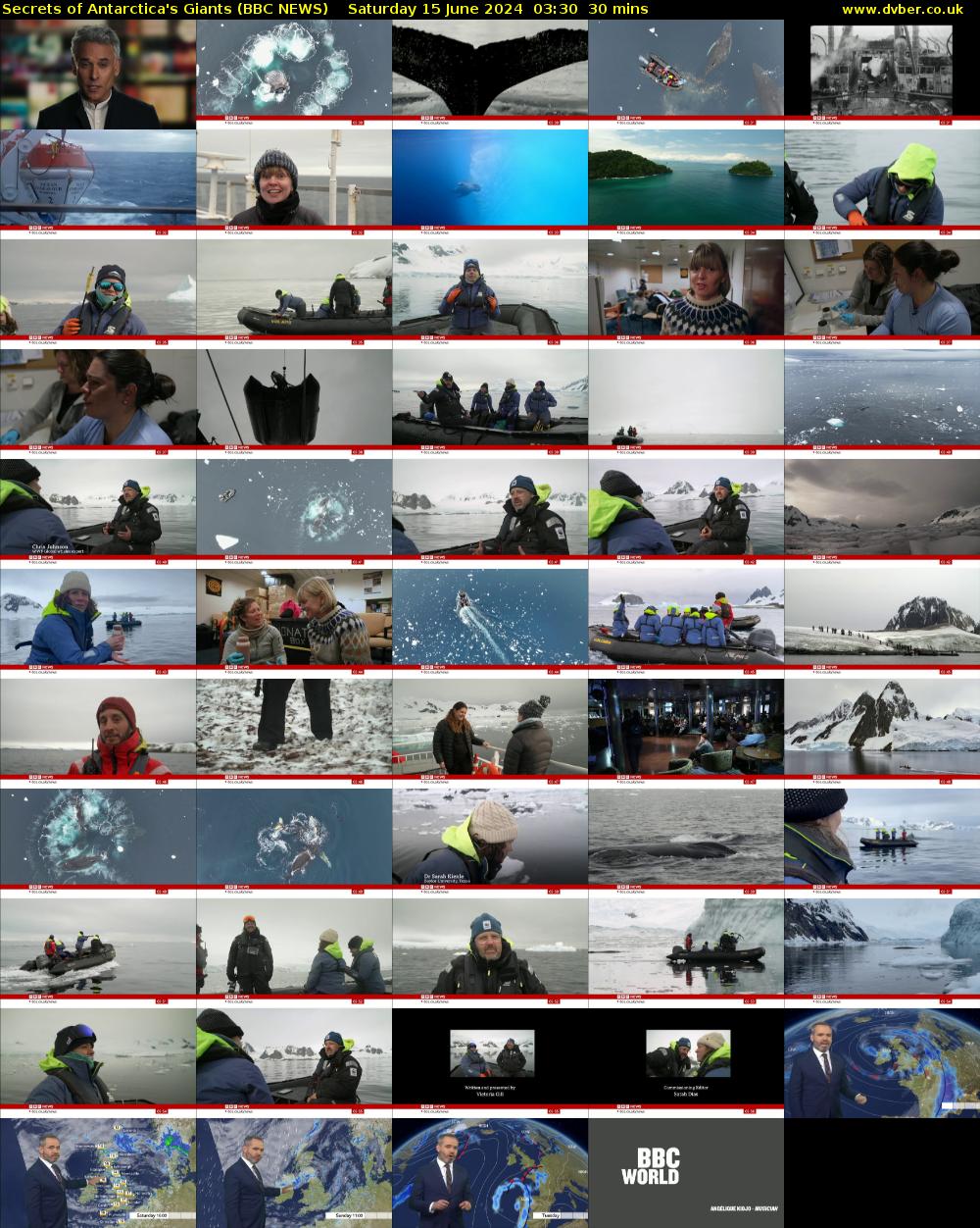 Secrets of Antarctica's Giants (BBC NEWS) Saturday 15 June 2024 03:30 - 04:00