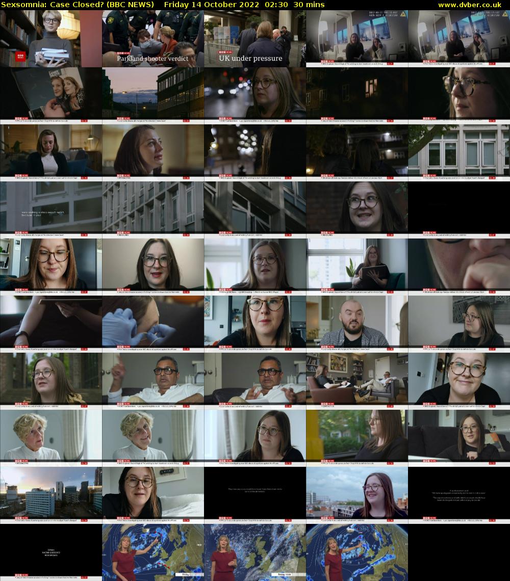 Sexsomnia: Case Closed? (BBC NEWS) Friday 14 October 2022 02:30 - 03:00