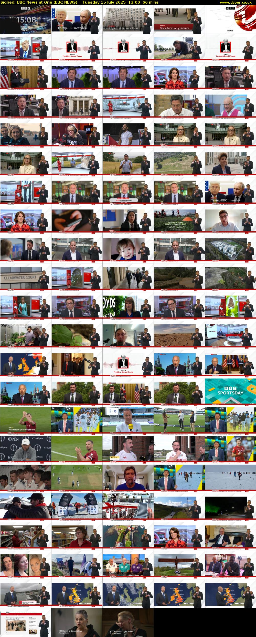 Signed: BBC News at One (BBC NEWS) Tuesday 15 July 2025 13:00 - 14:00
