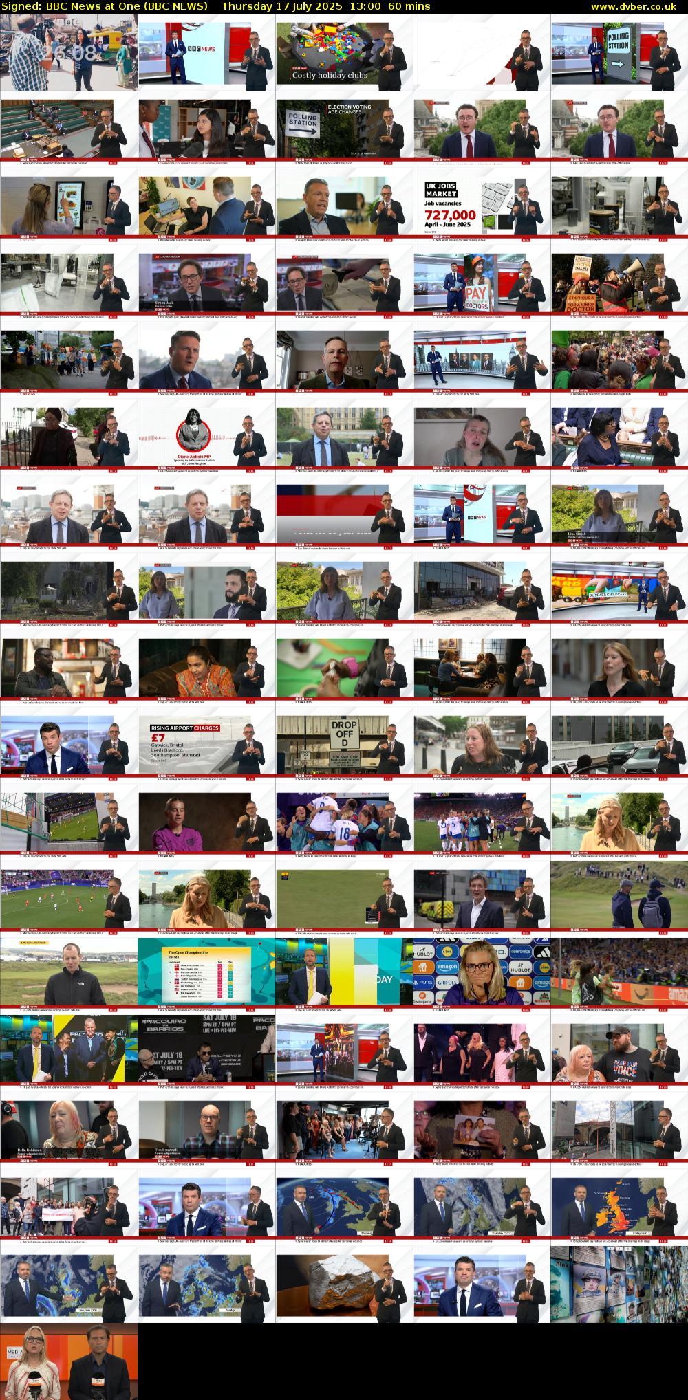 Signed: BBC News at One (BBC NEWS) Thursday 17 July 2025 13:00 - 14:00