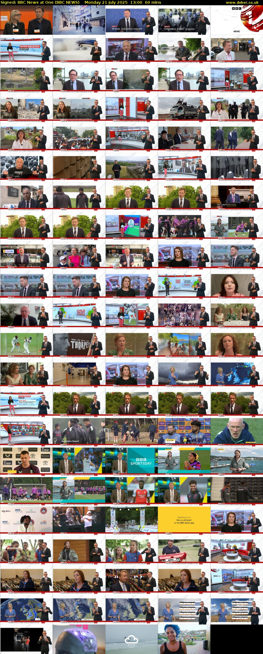 Signed: BBC News at One (BBC NEWS) Monday 21 July 2025 13:00 - 14:00