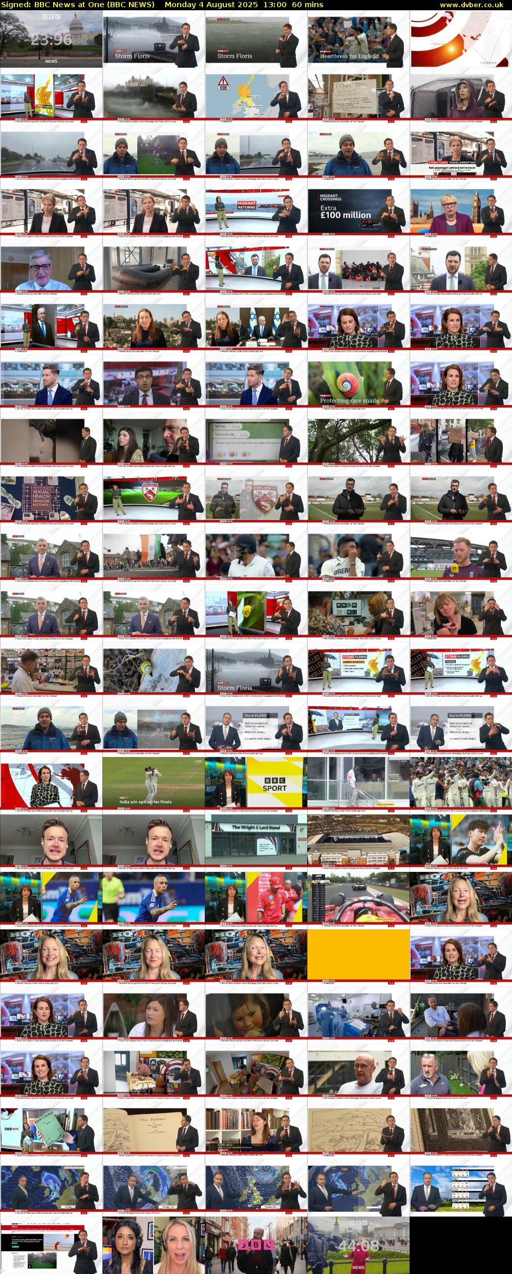 Signed: BBC News at One (BBC NEWS) Monday 4 August 2025 13:00 - 14:00