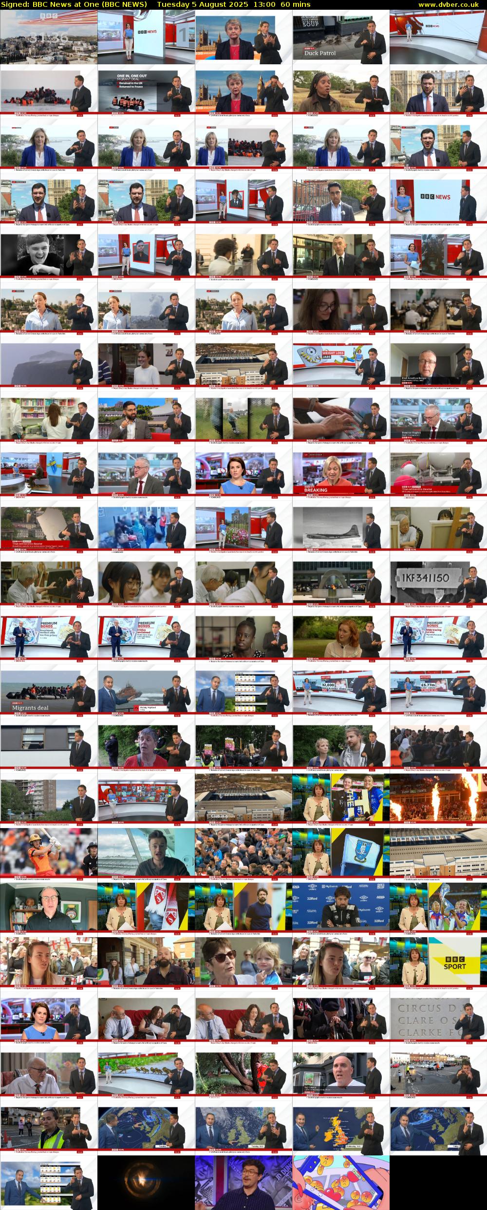 Signed: BBC News at One (BBC NEWS) Tuesday 5 August 2025 13:00 - 14:00