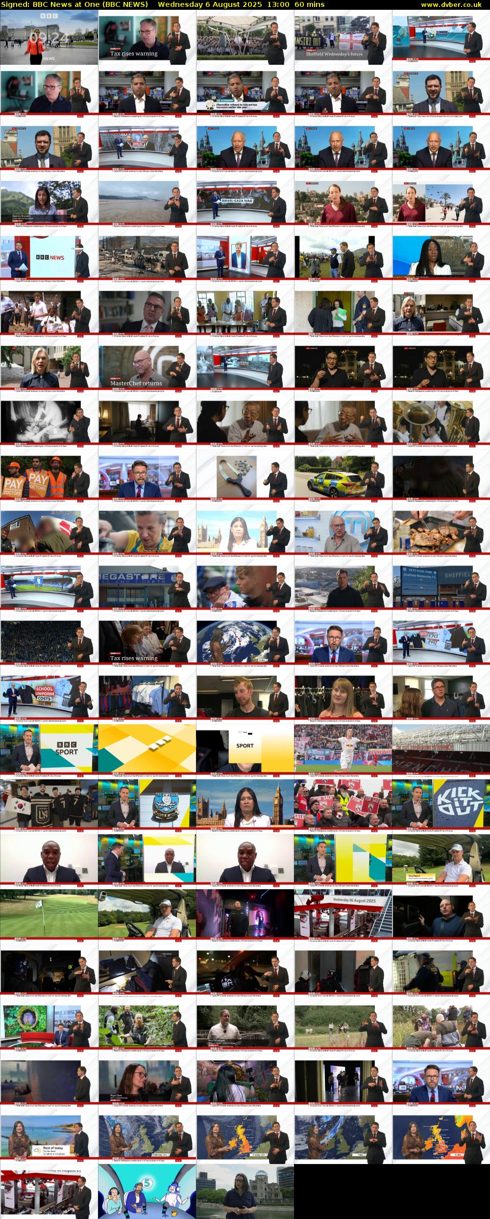 Signed: BBC News at One (BBC NEWS) Wednesday 6 August 2025 13:00 - 14:00