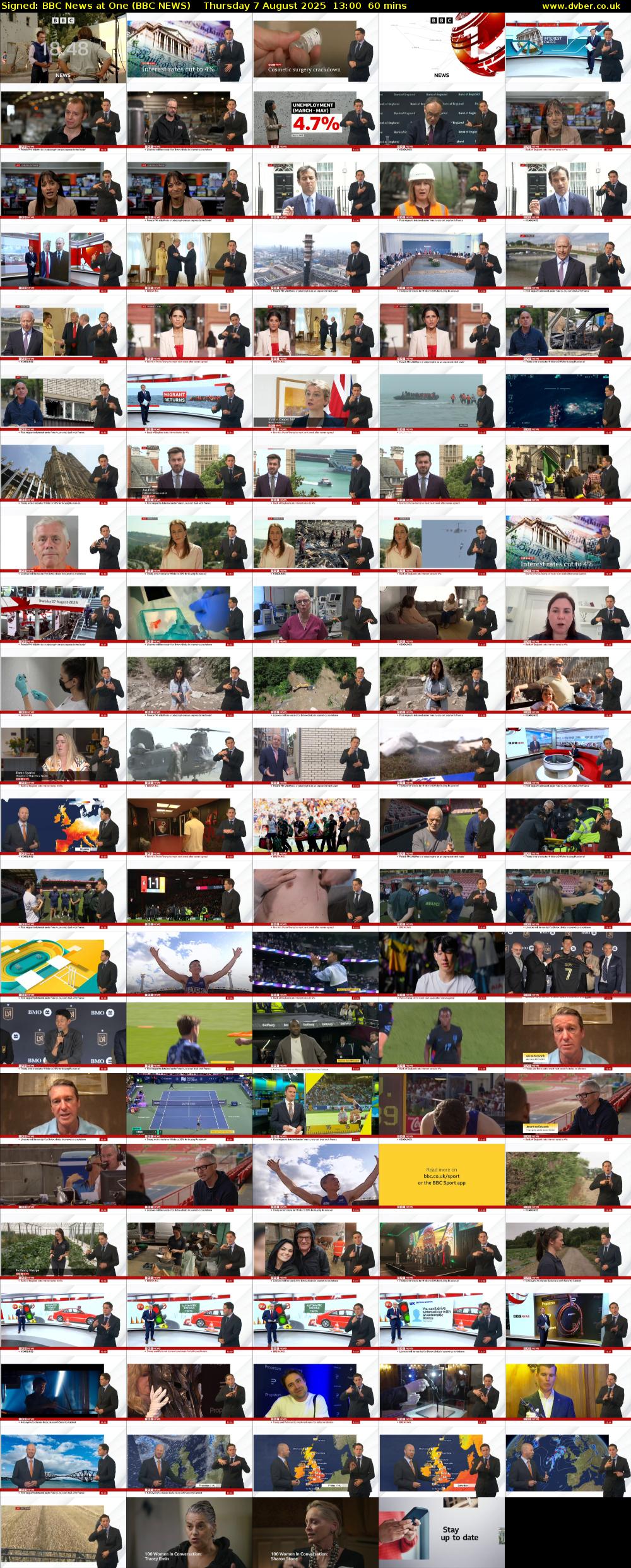 Signed: BBC News at One (BBC NEWS) Thursday 7 August 2025 13:00 - 14:00