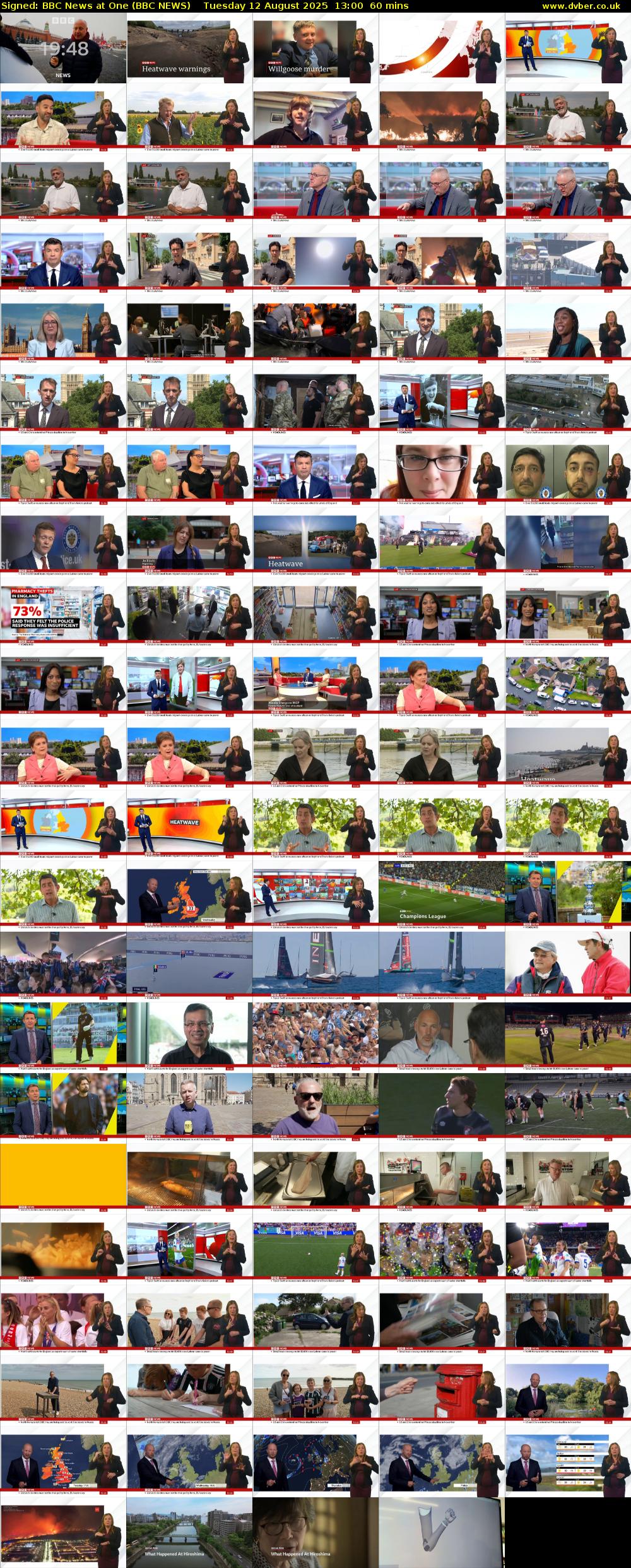 Signed: BBC News at One (BBC NEWS) Tuesday 12 August 2025 13:00 - 14:00