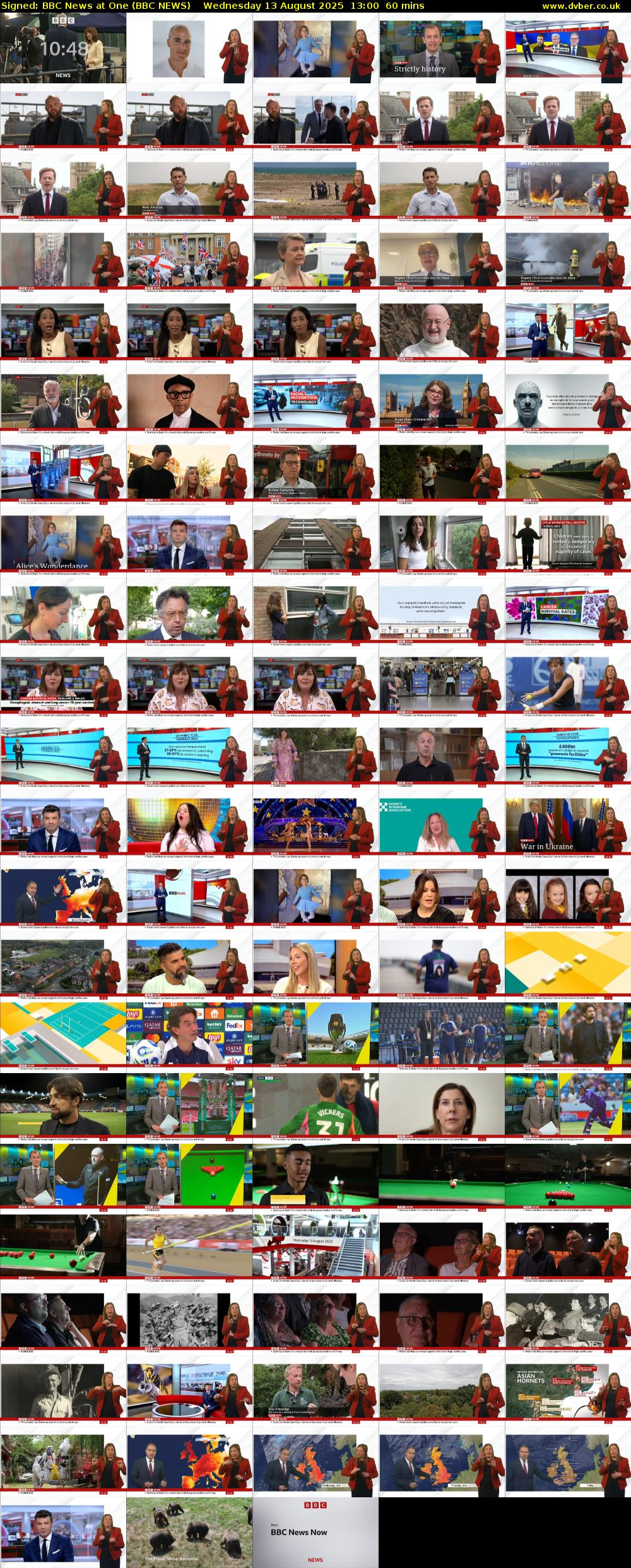 Signed: BBC News at One (BBC NEWS) Wednesday 13 August 2025 13:00 - 14:00