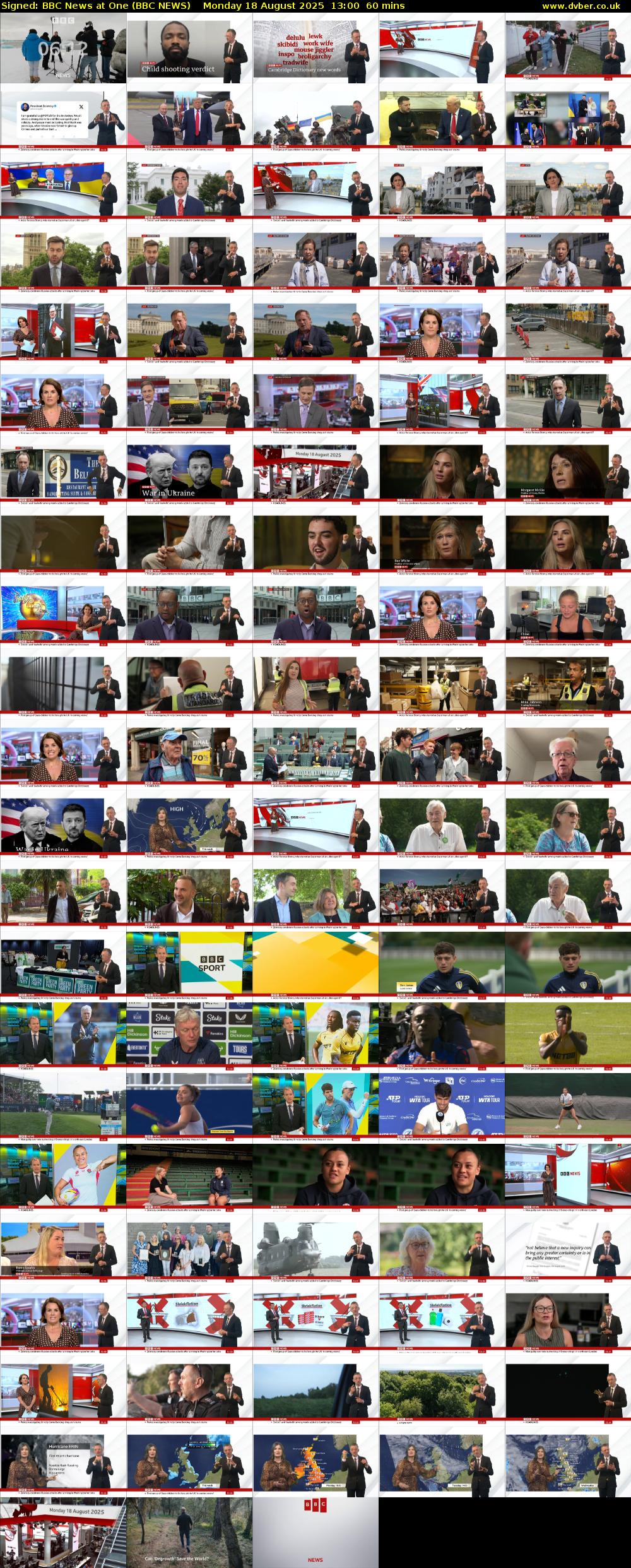 Signed: BBC News at One (BBC NEWS) Monday 18 August 2025 13:00 - 14:00