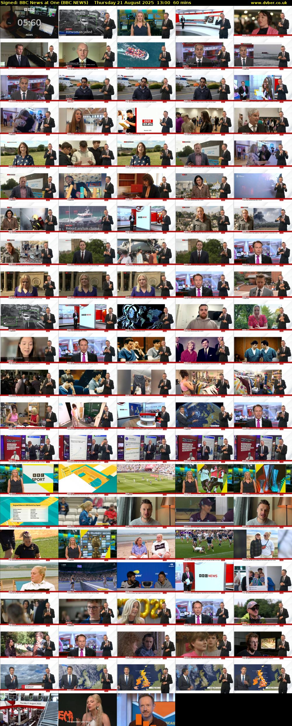 Signed: BBC News at One (BBC NEWS) Thursday 21 August 2025 13:00 - 14:00