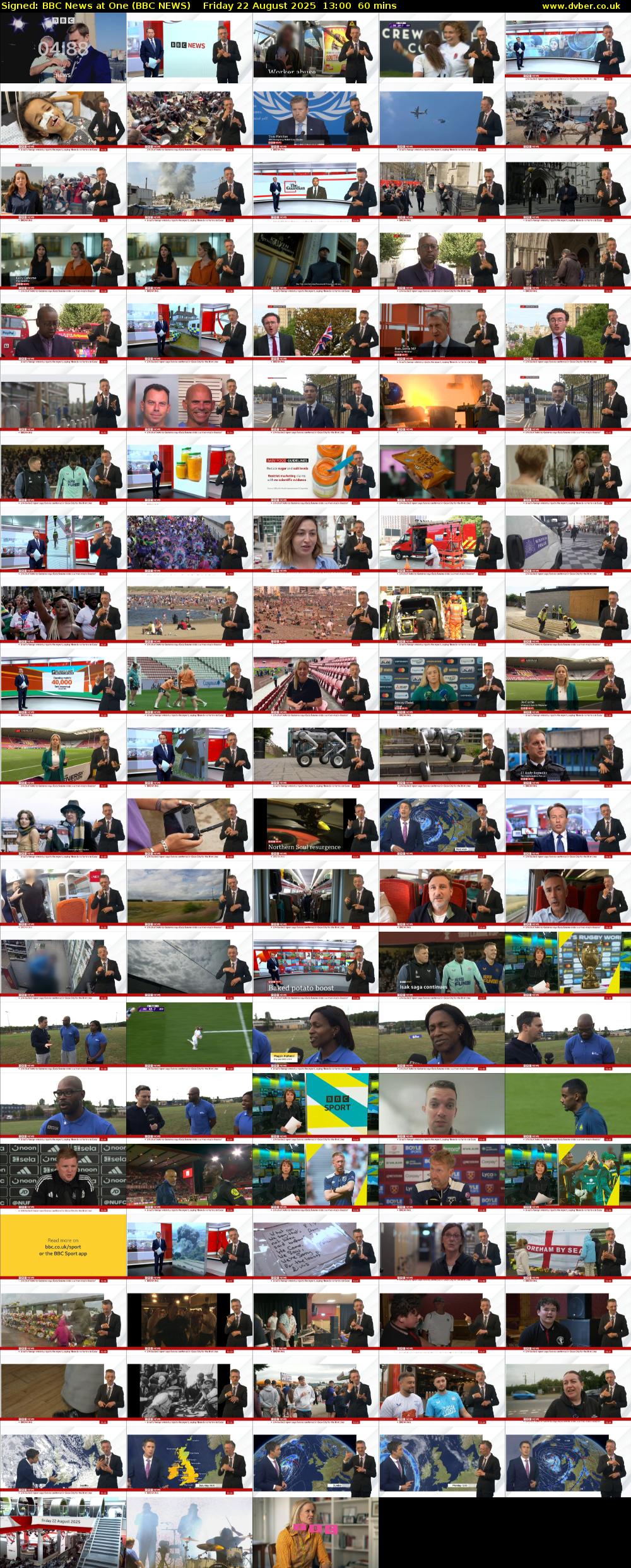 Signed: BBC News at One (BBC NEWS) Friday 22 August 2025 13:00 - 14:00