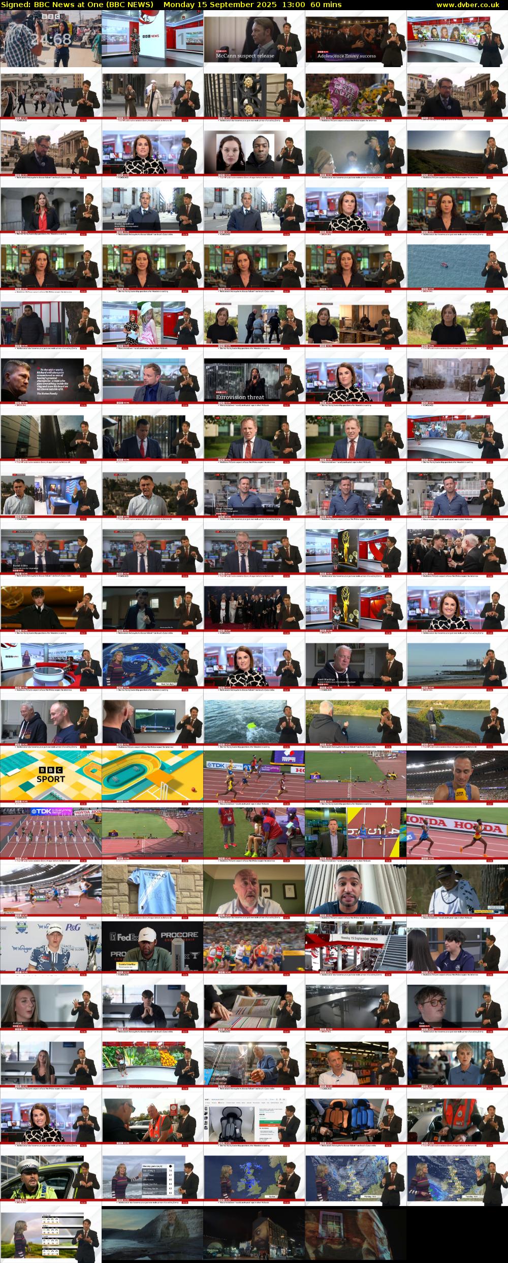 Signed: BBC News at One (BBC NEWS) Monday 15 September 2025 13:00 - 14:00