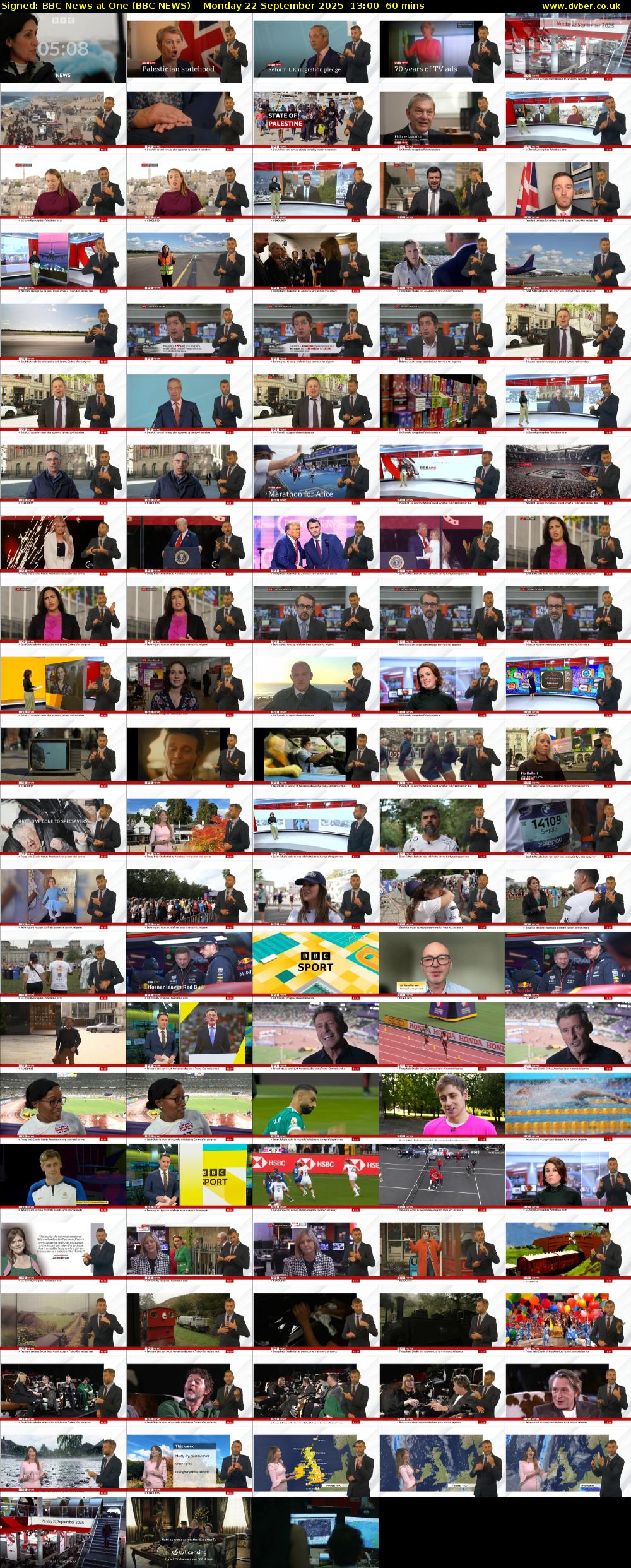Signed: BBC News at One (BBC NEWS) Monday 22 September 2025 13:00 - 14:00