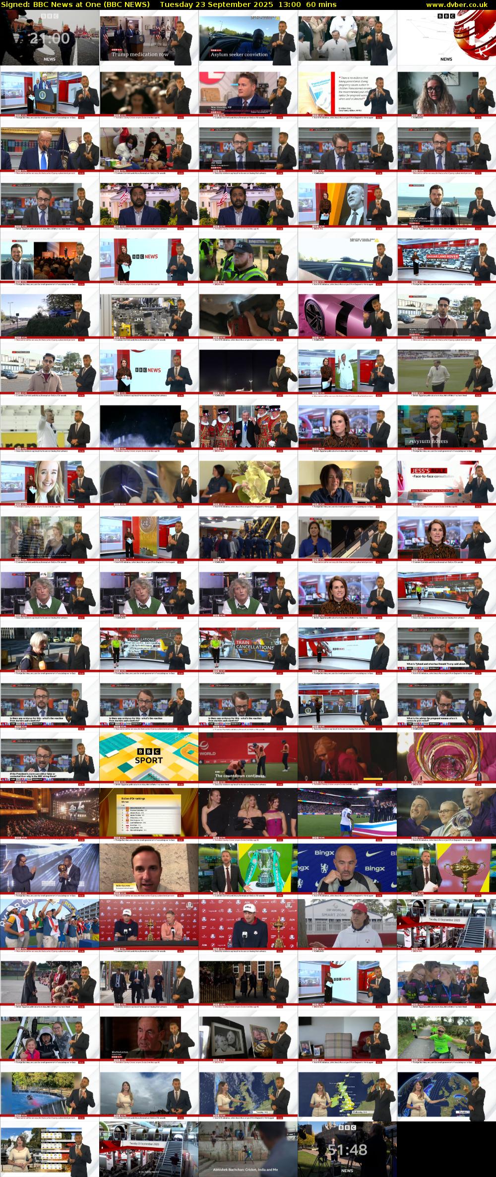 Signed: BBC News at One (BBC NEWS) Tuesday 23 September 2025 13:00 - 14:00