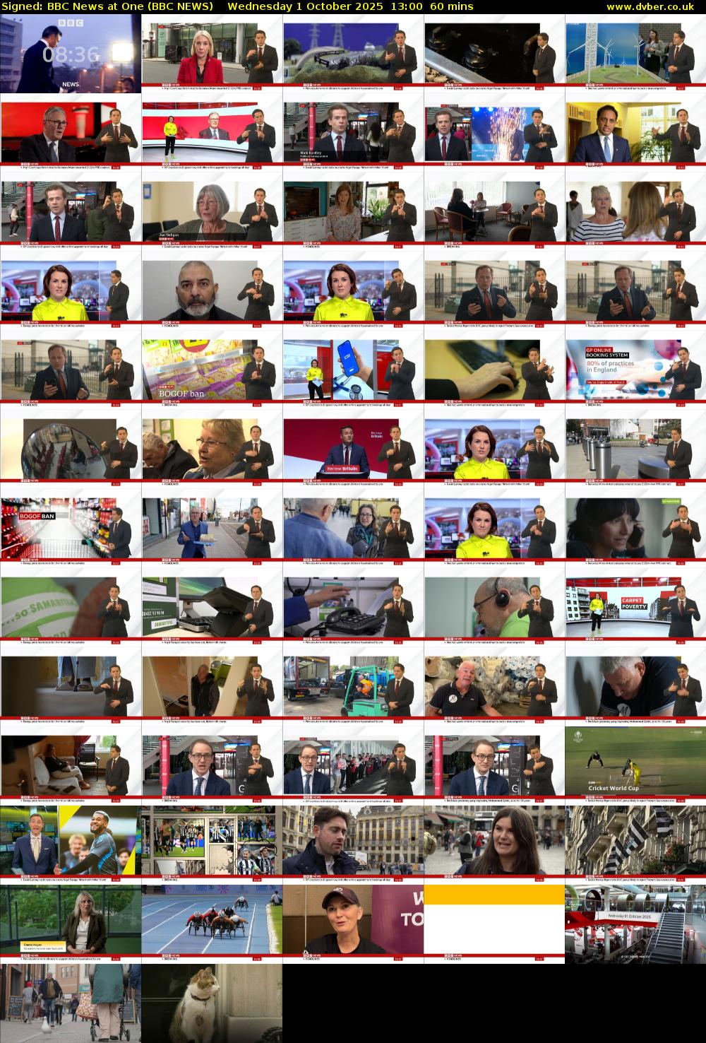 Signed: BBC News at One (BBC NEWS) Wednesday 1 October 2025 13:00 - 14:00