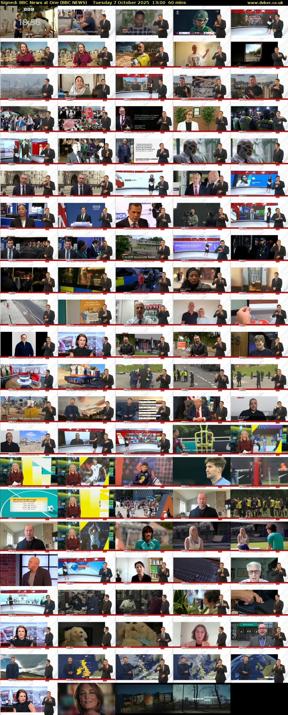 Signed: BBC News at One (BBC NEWS) Tuesday 7 October 2025 13:00 - 14:00