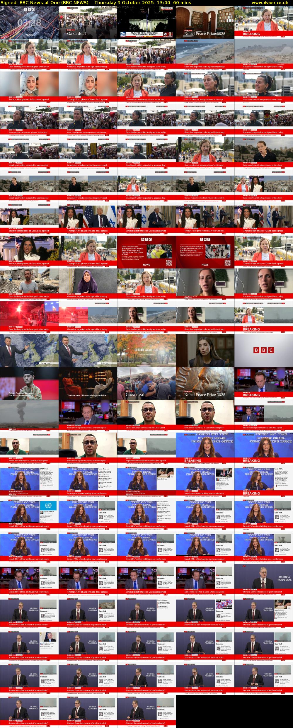Signed: BBC News at One (BBC NEWS) Thursday 9 October 2025 13:00 - 14:00