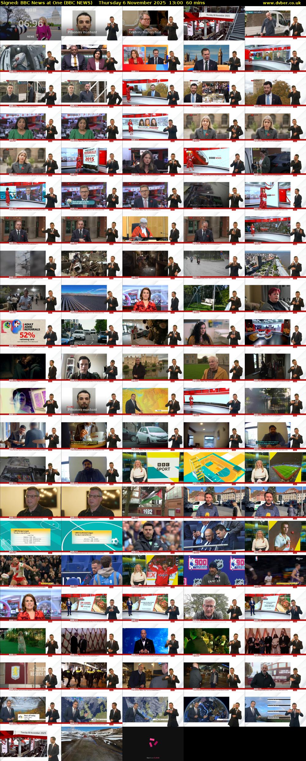 Signed: BBC News at One (BBC NEWS) Thursday 6 November 2025 13:00 - 14:00