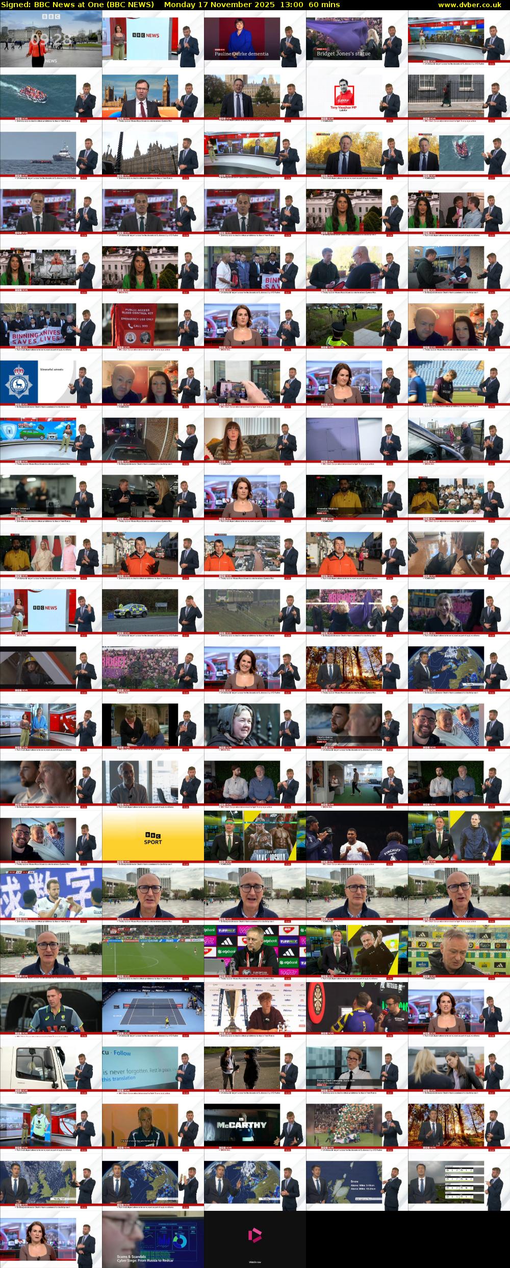 Signed: BBC News at One (BBC NEWS) Monday 17 November 2025 13:00 - 14:00