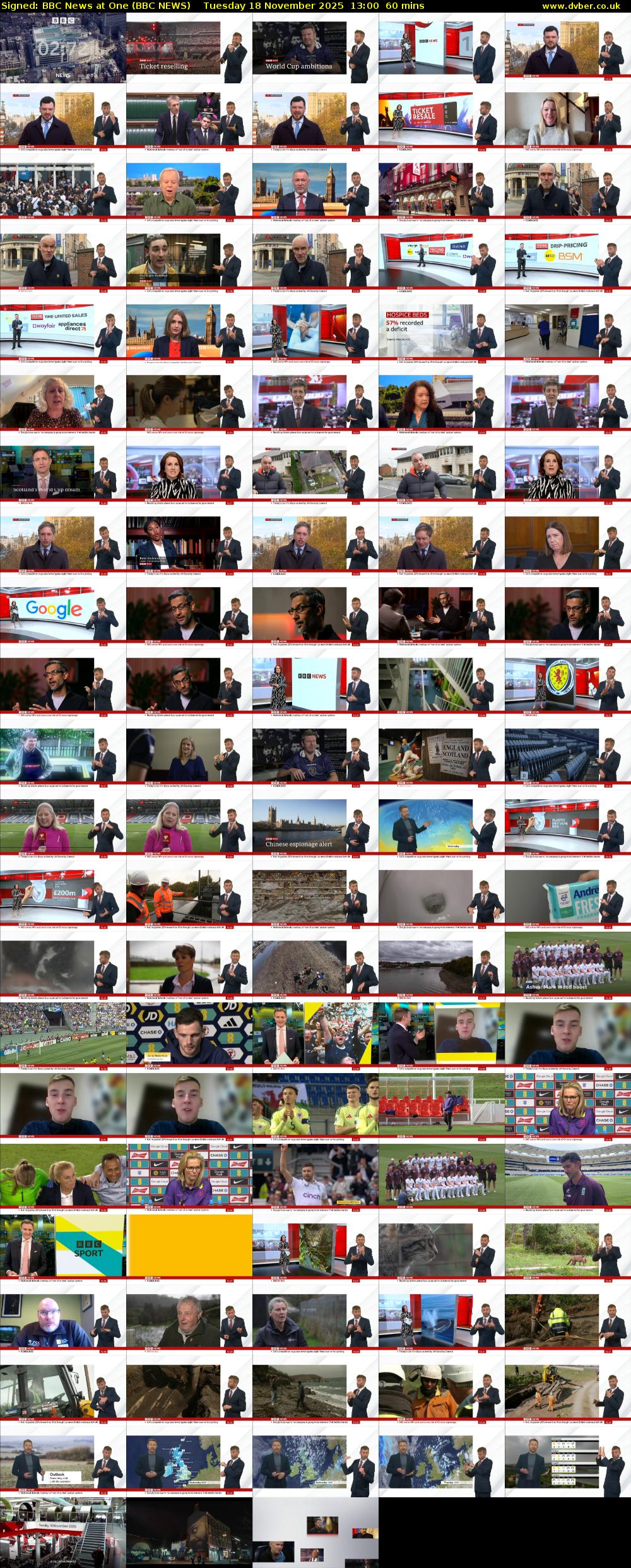 Signed: BBC News at One (BBC NEWS) Tuesday 18 November 2025 13:00 - 14:00